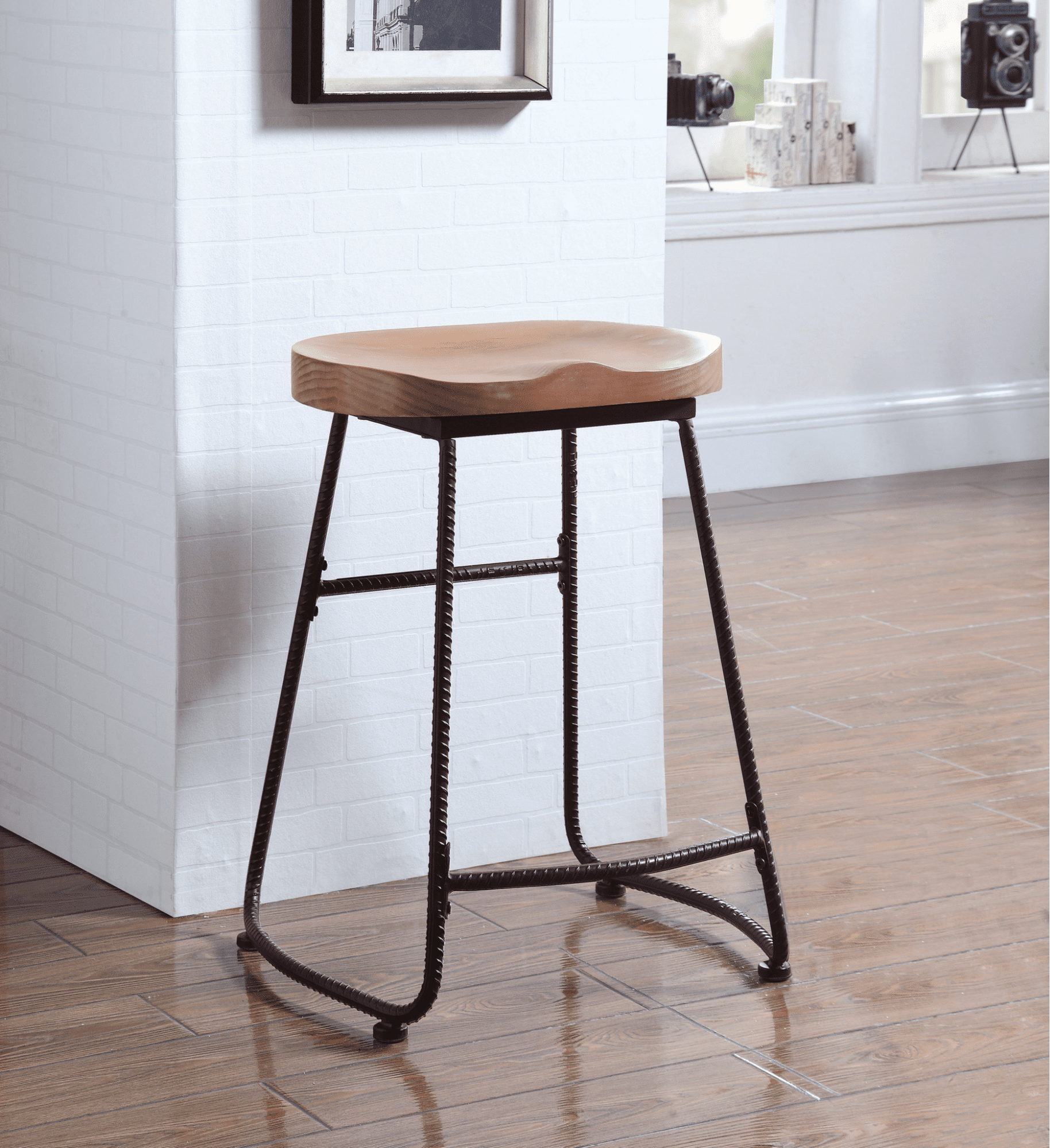 backless counter-height stool in driftwood