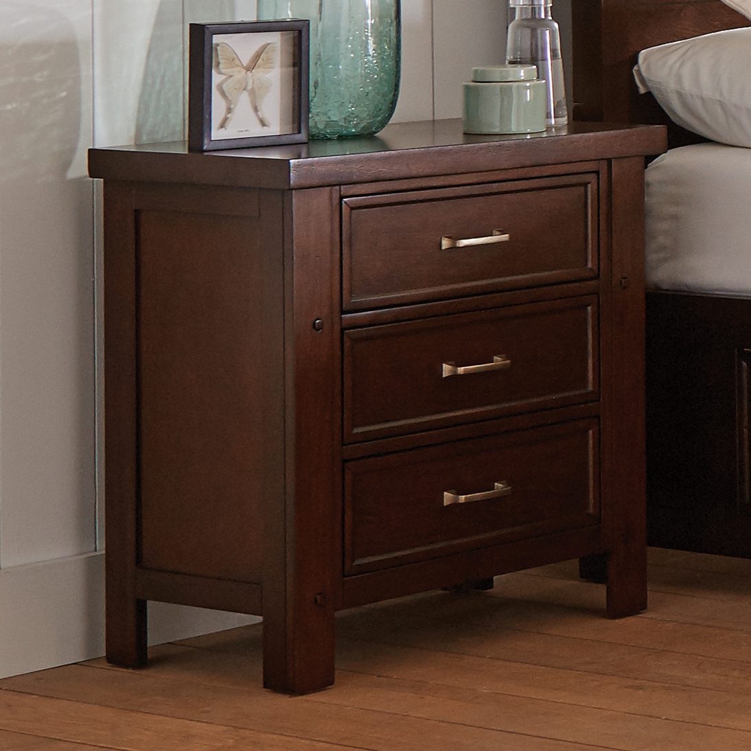 guest bedroom ideas: Barstow 3-drawer rectangular nightstand pinot noir