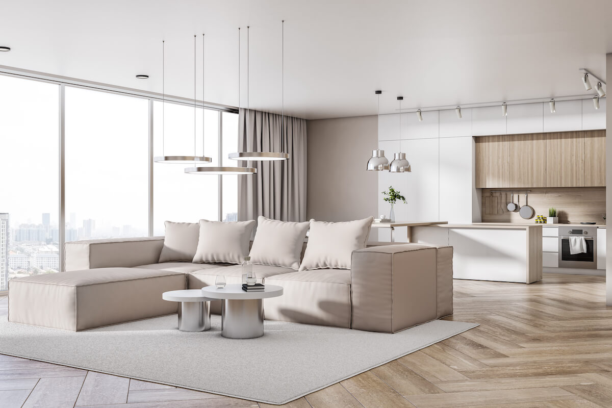 Beige-themed modern living room