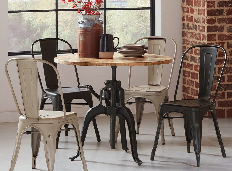 Metal Dinning Chairs Rustic Black (Set of 4)