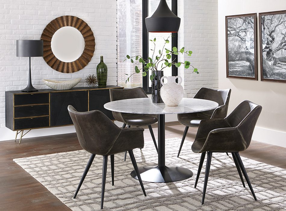 Bartole 5-Piece Round Dining Set White And Antique Bomber