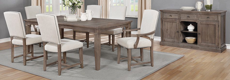 Penelope 7-Piece Dining Set Island Khaki And Rice Grey