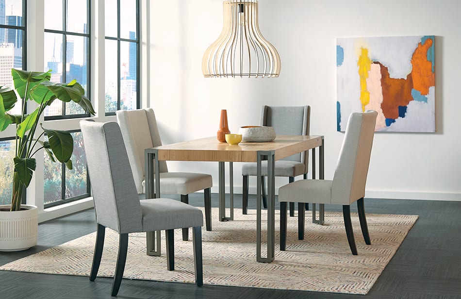 Searcy Dining Table With Metal Legs Natural And Dark Gunmetal