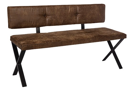 Sherman Upholstered Dining Bench Antique Brown And Matte Black