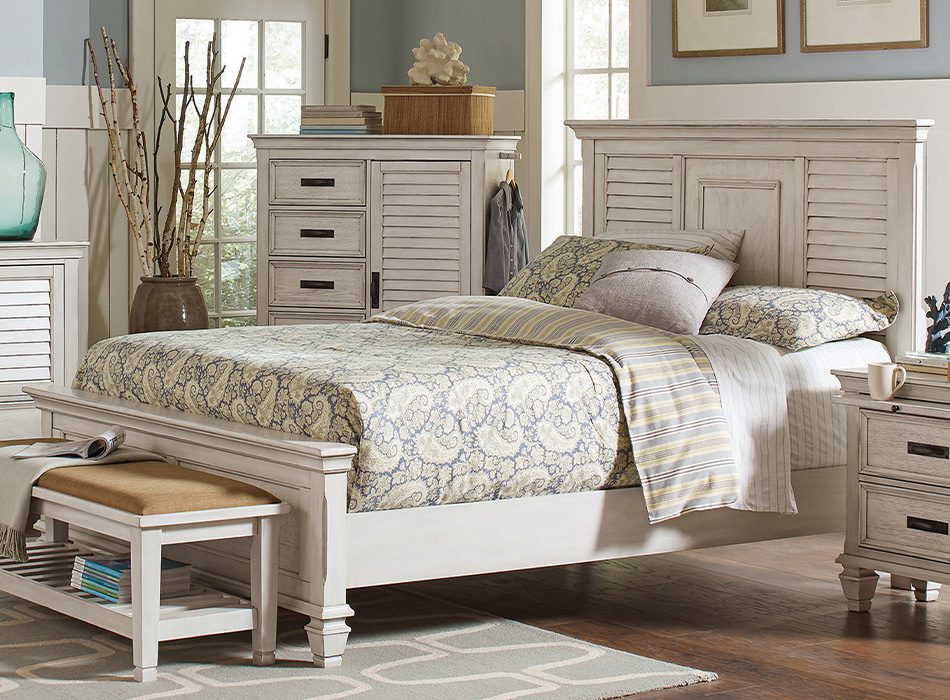 Franco Queen Panel Bed Antique White