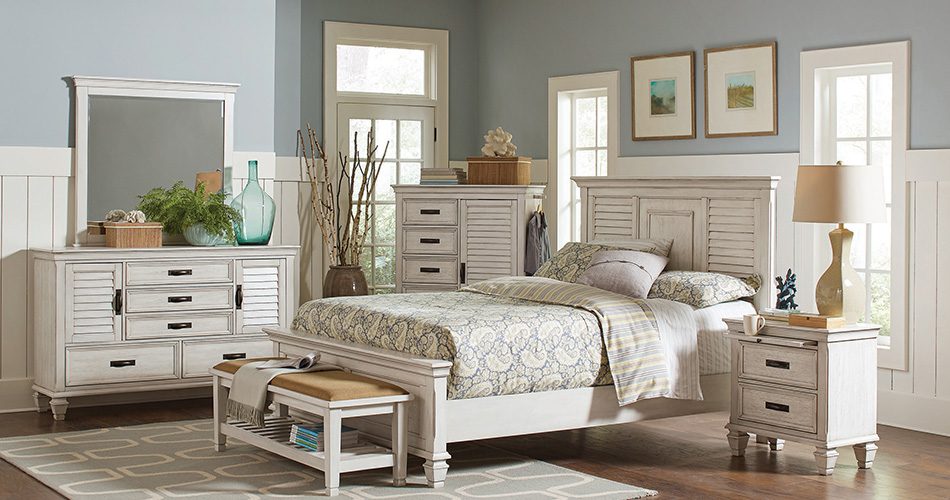 Franco California King Panel Bed Antique White