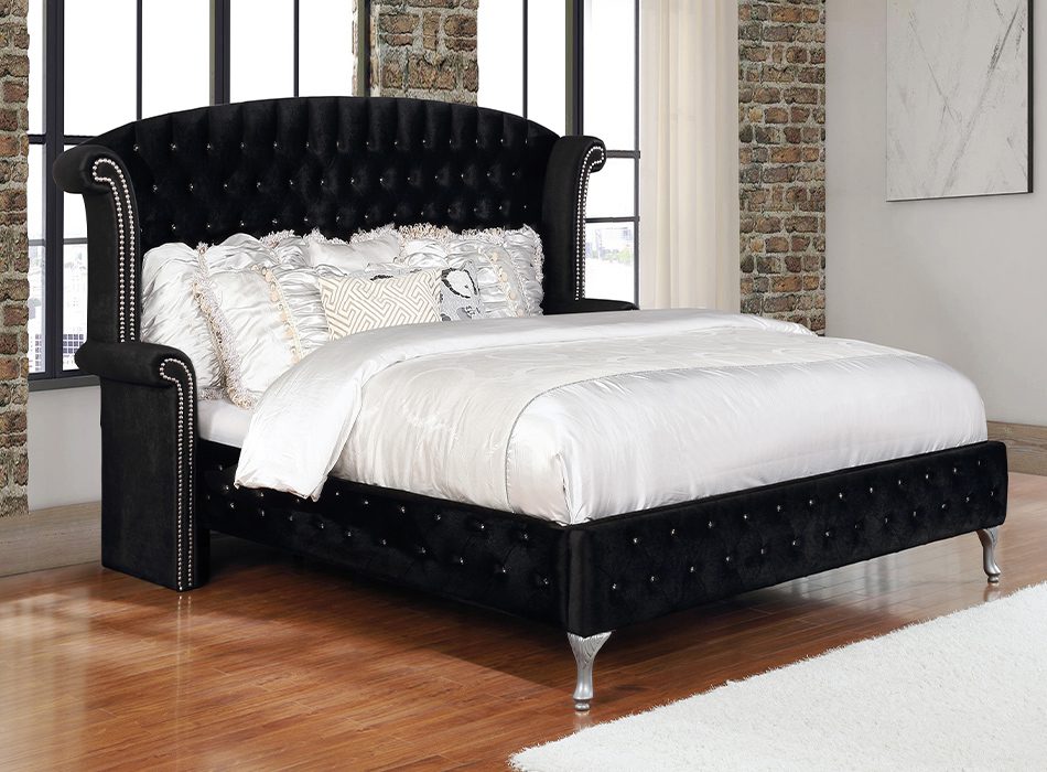 Deanna Queen Tufted Upholstered Bed Black