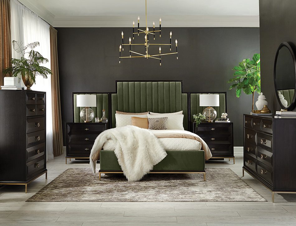 Formosa Platform Bedroom Set With Oval Nightstand Dark Moss