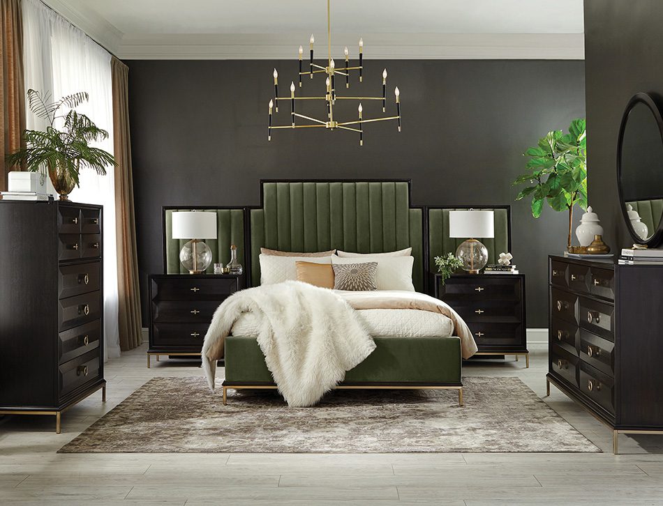 Formosa Platform Bedroom Set With Oval Nightstand Dark Moss