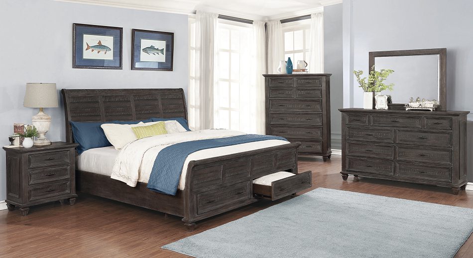 Atascadero Eastern King 2-Drawer Storage Bed Weathered Carbon