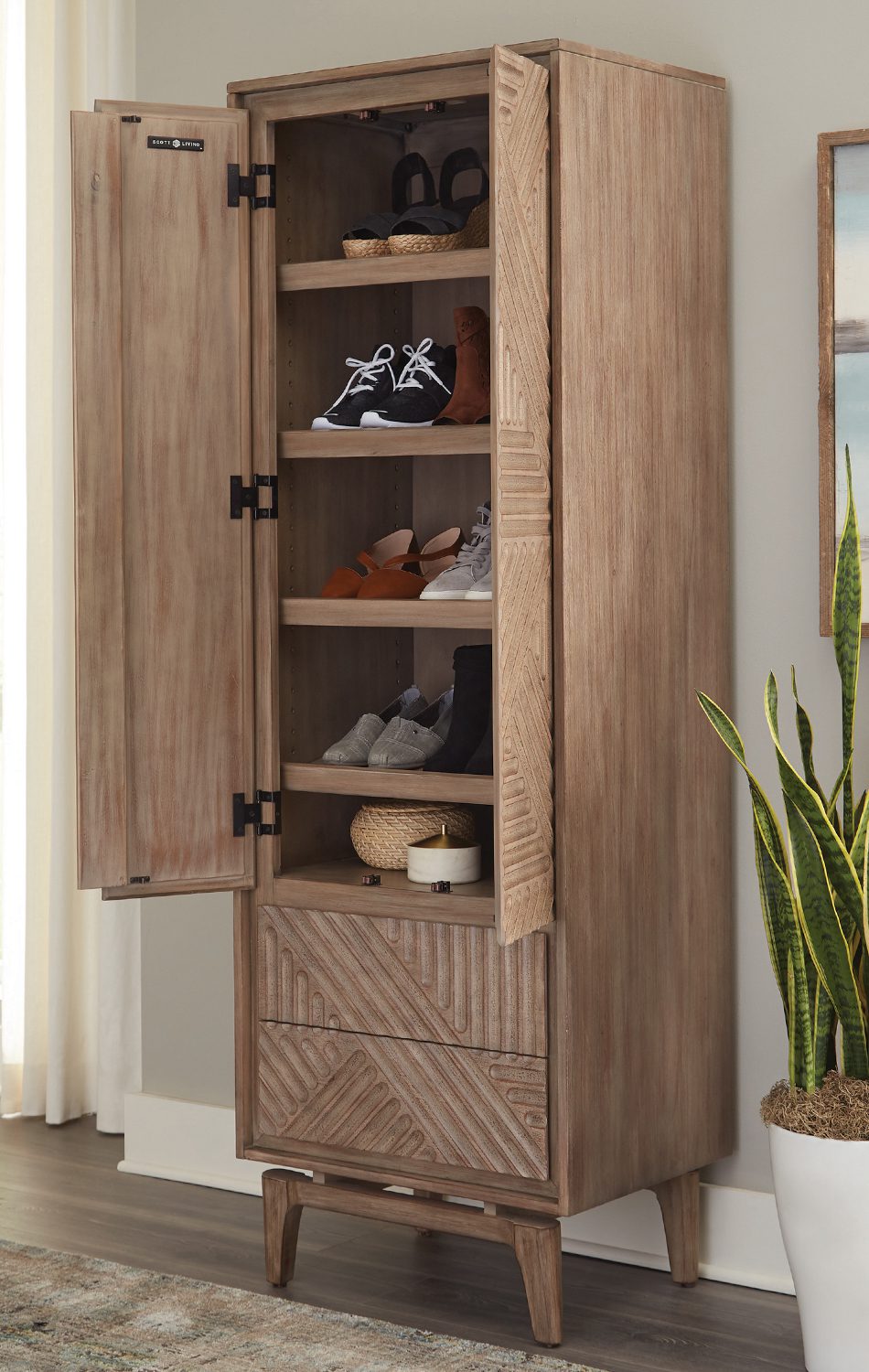 Vanowen 2-Drawer Rectangular Shoe Cabinet Sandstone