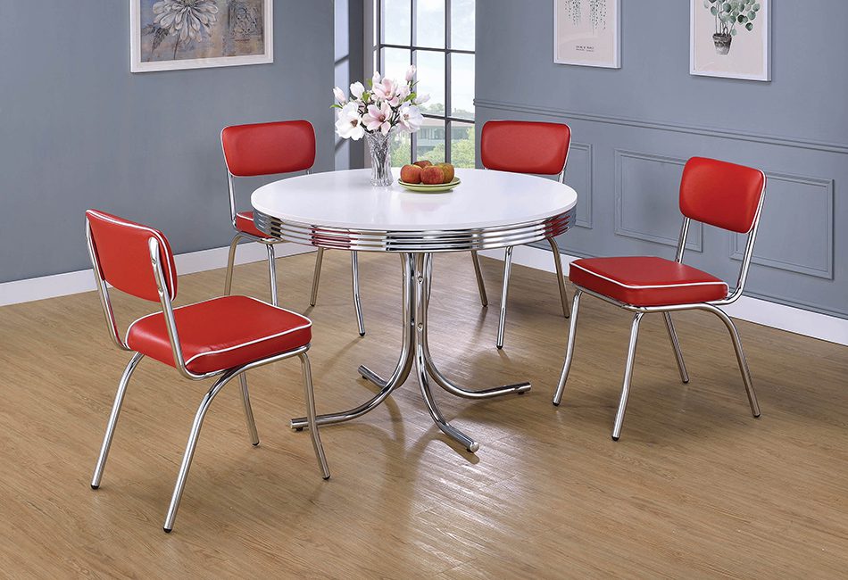 Retro White And Chrome Dining Table