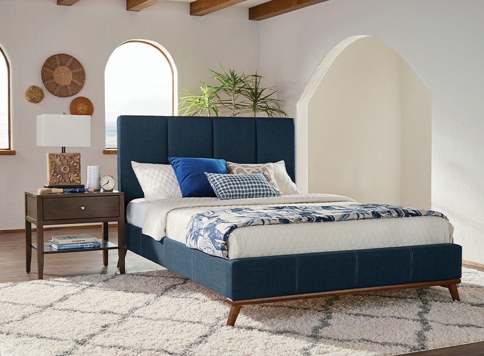 Charity Full Upholstered Bed Blue