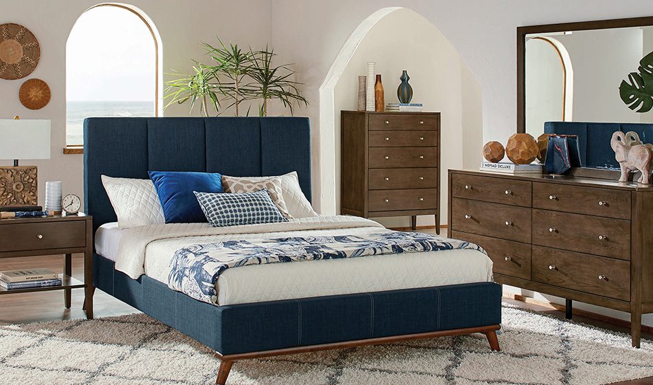 Charity Bedroom Set Blue And Ash Brown