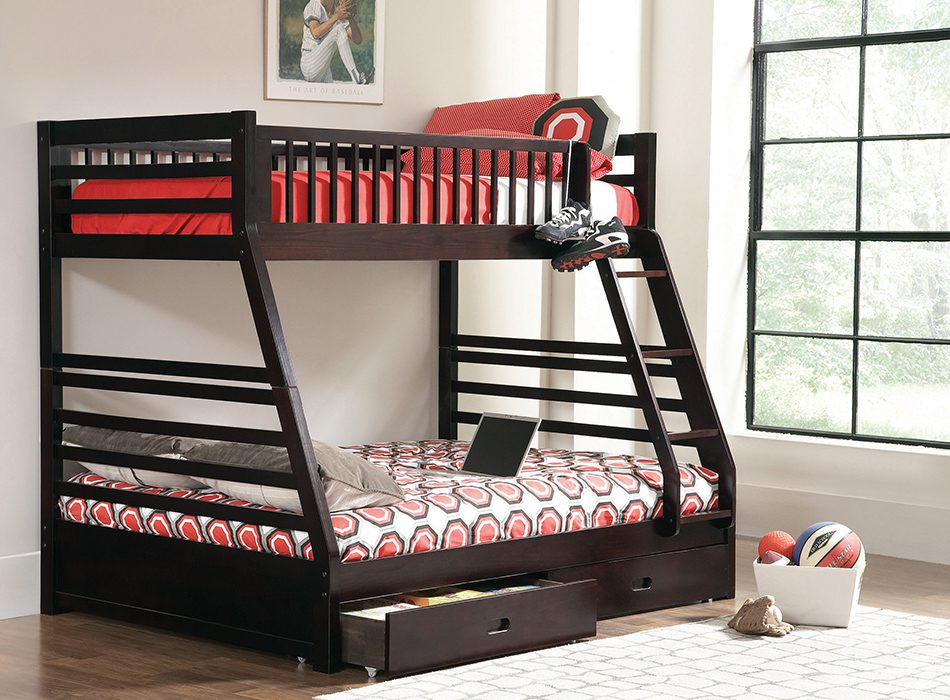 Ashton Twin Over Full 2-Drawer Bunk Bed Cappuccino