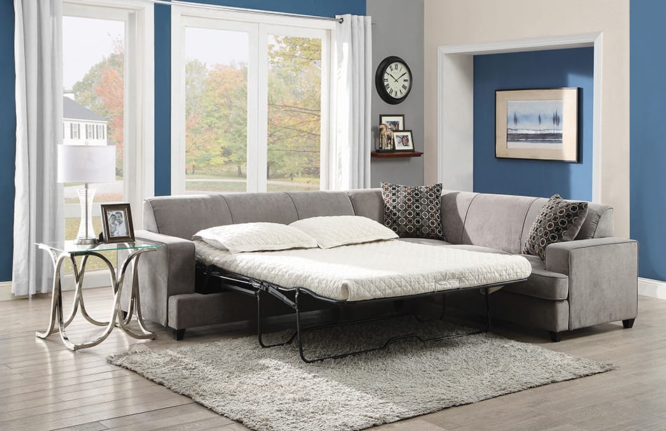 Tess L-Shape Sleeper Sectional Grey