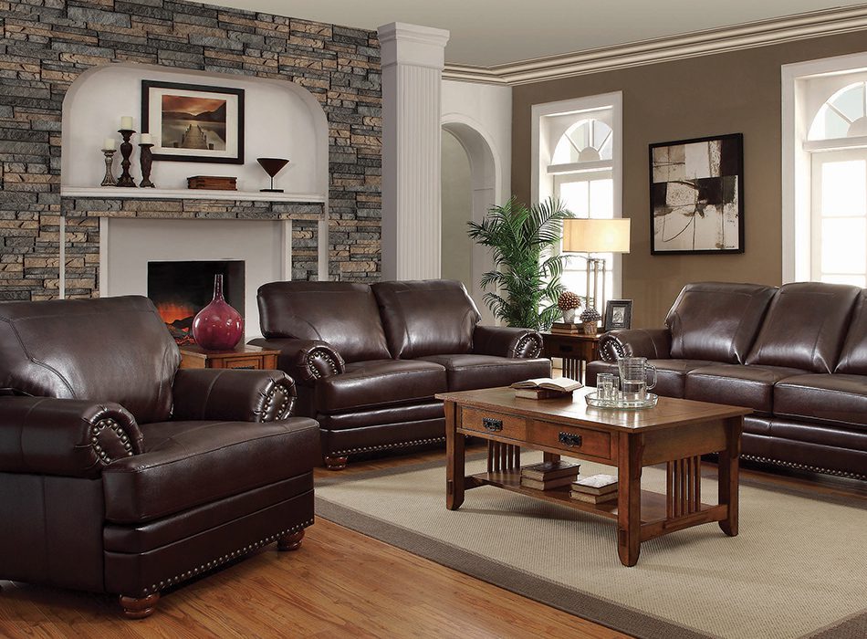 Colton Rolled Arm Upholstered Sofa Brown