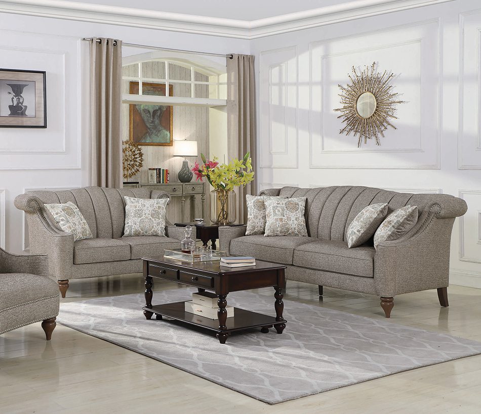 Lakeland 2-piece Rolled Arm Living Room Set Brown