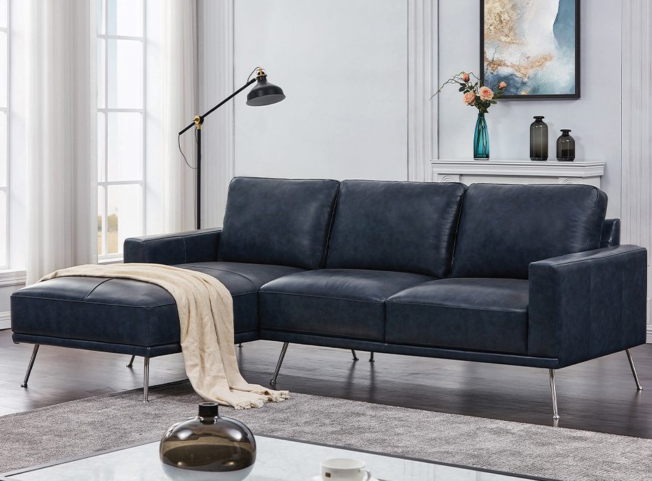 Narrot Track Arm Sectional Navy Blue