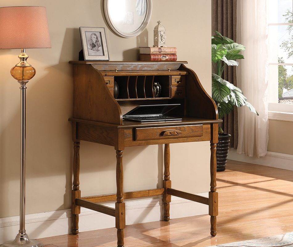 Rudd 4-Drawer Secretary Desk Warm Honey