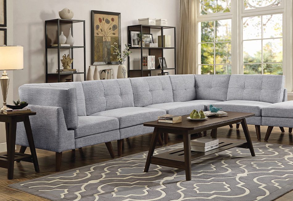 Churchill Button Tufted Corner Sofa Grey