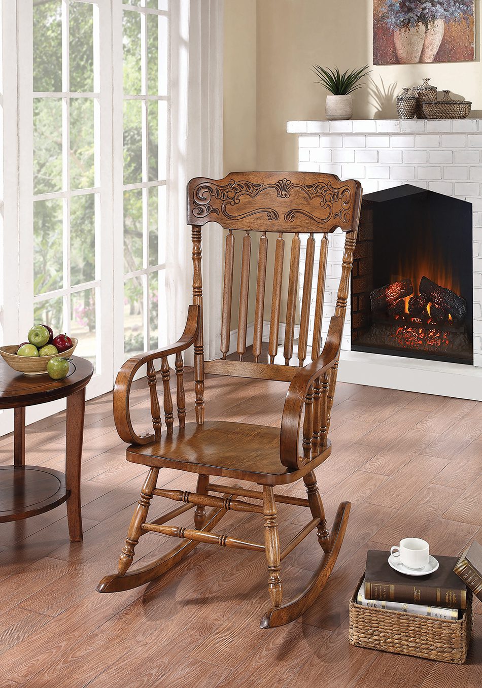 Windsor Back Rocking Chair Warm Brown