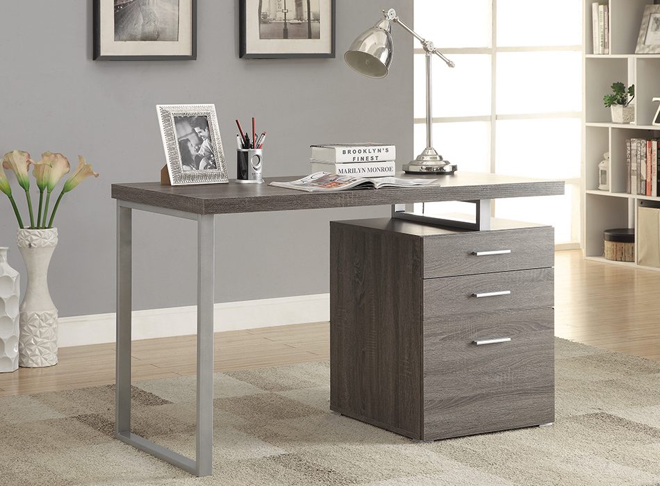 3-Drawer Brennan Office Desk Weathered Grey