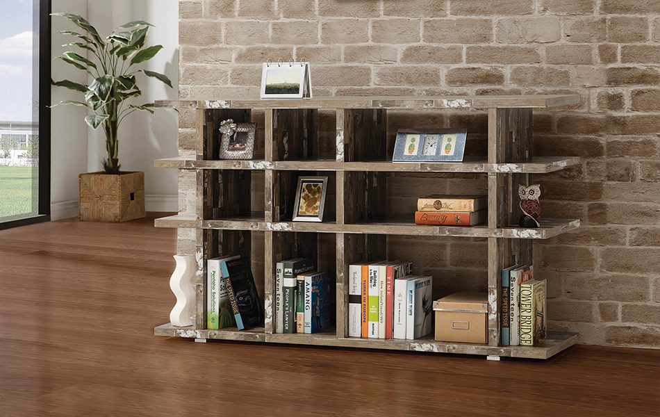 Rustic Salvaged Cabin Low-Profile Bookcase