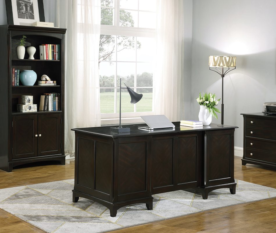 Garson 7-Drawer Executive Desk With Pencil Trays Cappuccino