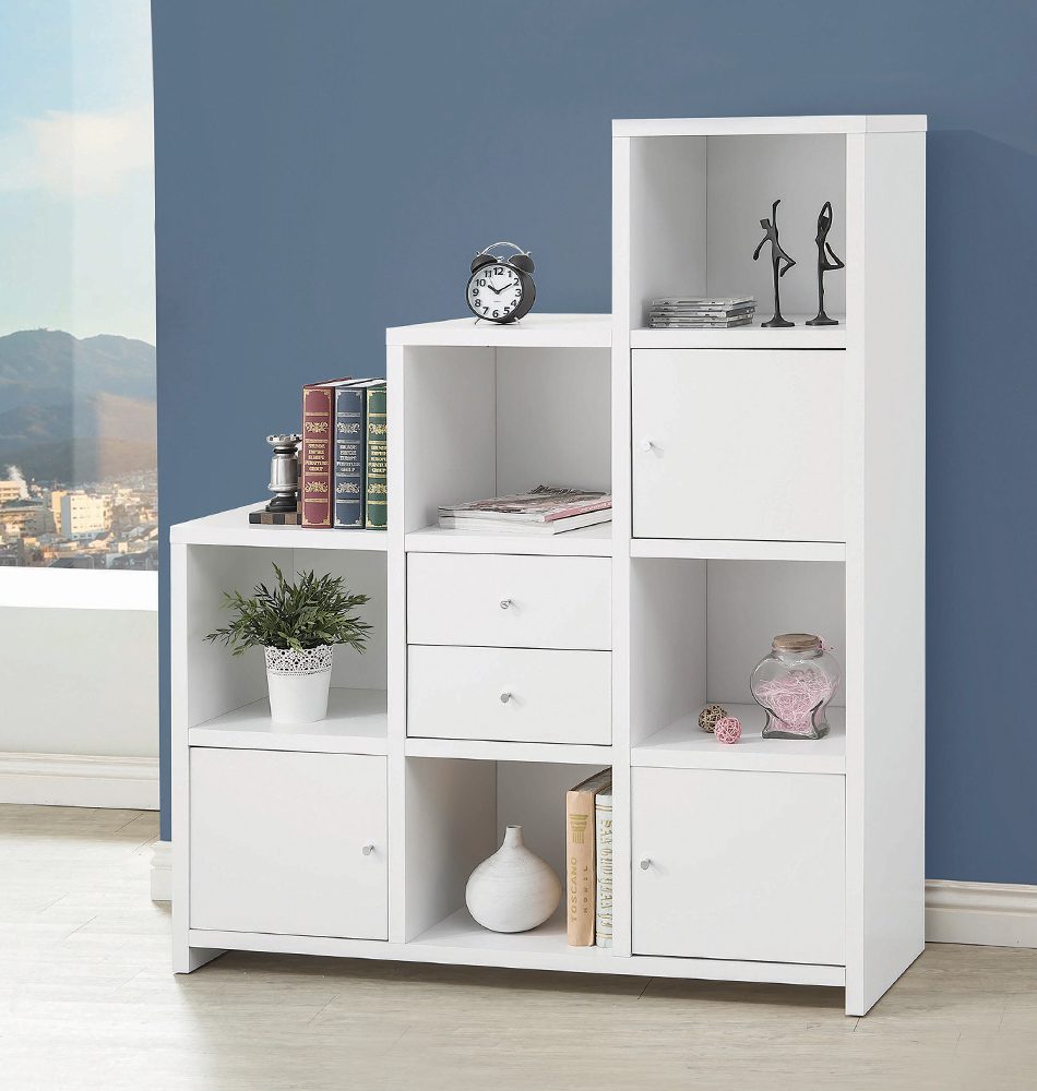 Bookcase With Cube Storage Compartments White