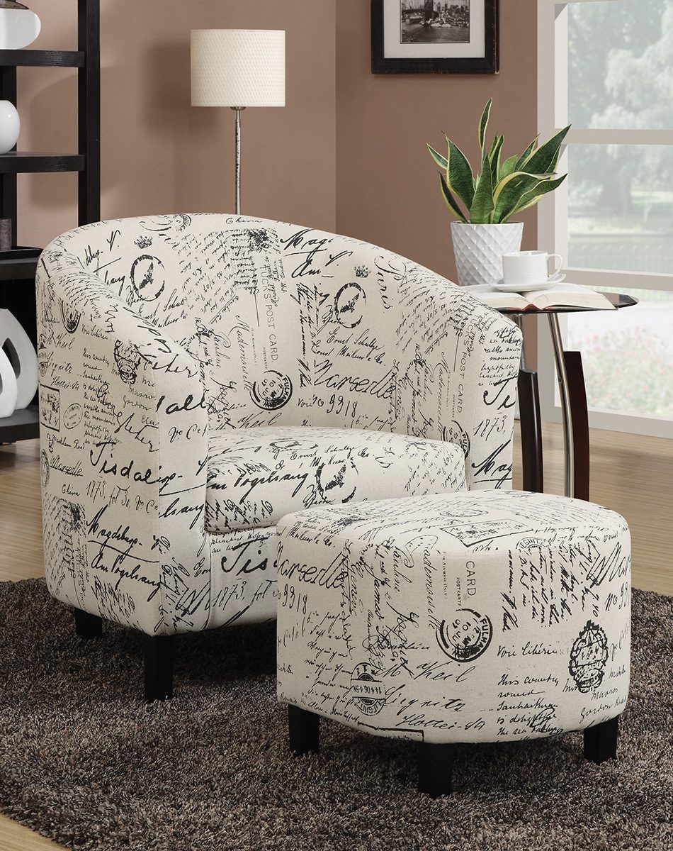 2-piece Upholstered Accent Chair and Ottoman Off White