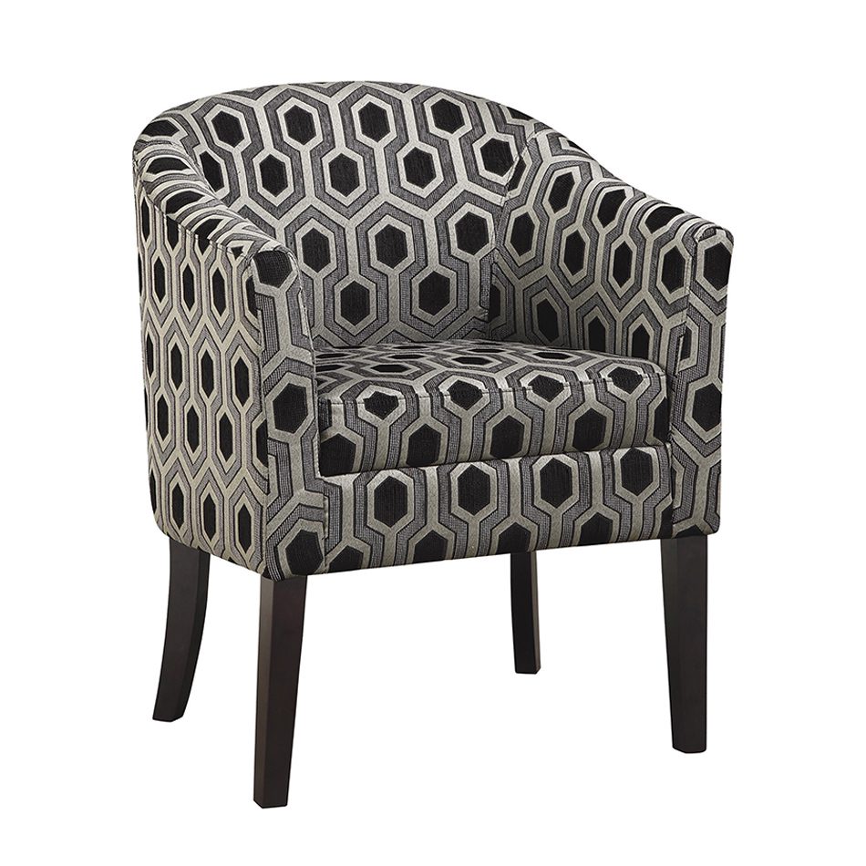 Hexagon Patterned Accent Chair Grey And Black