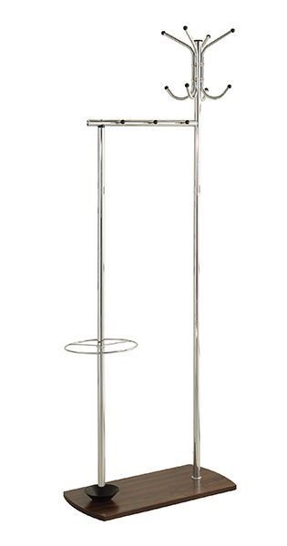 Coat Rack with Umbrella Stand Chrome and Walnut