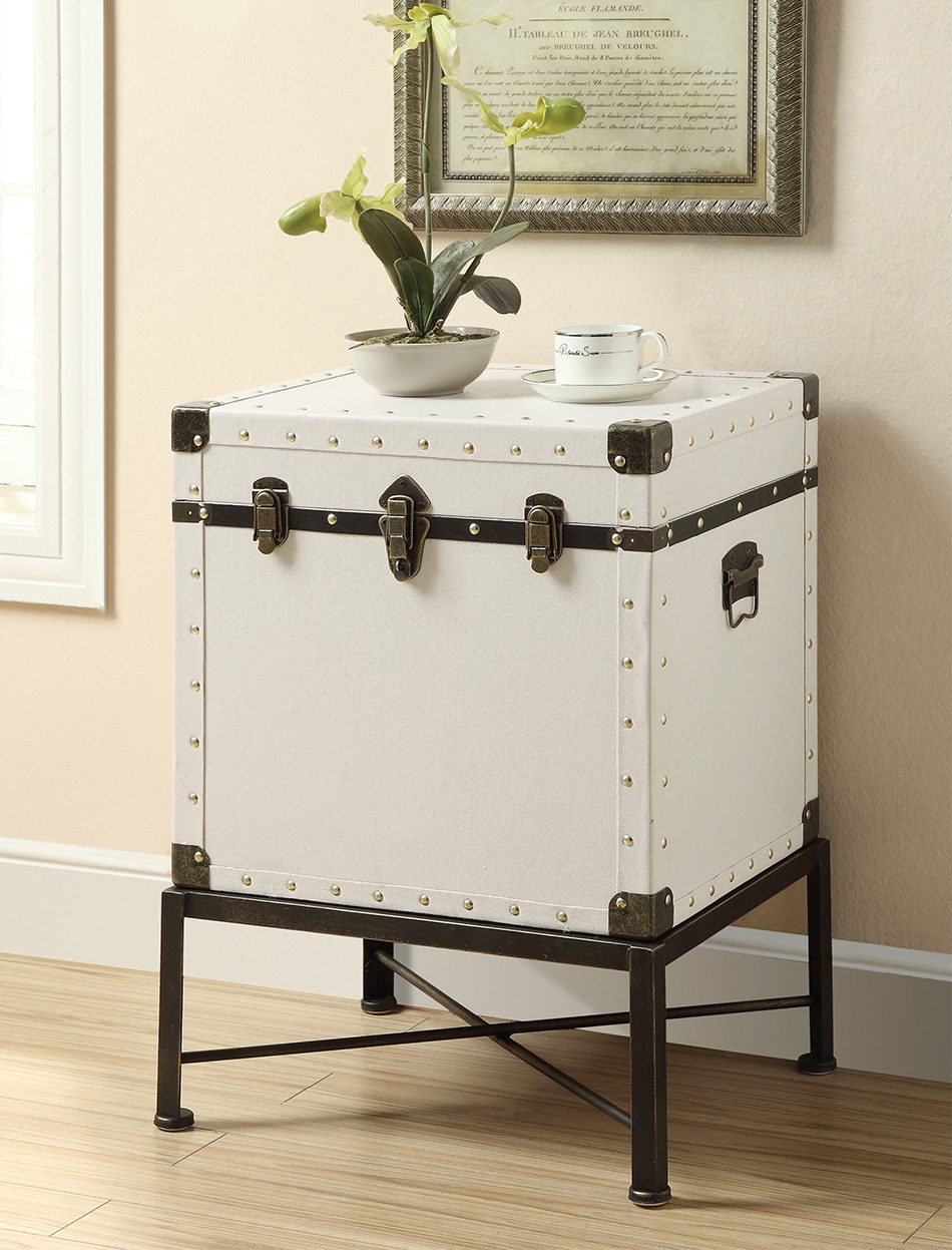 Accent Cabinet With Nailhead Trim White