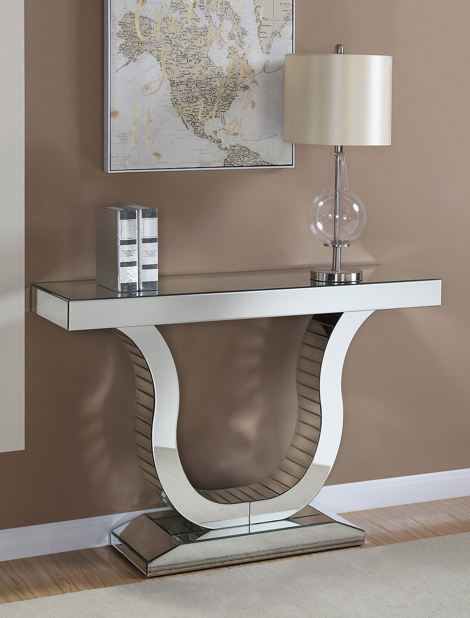 Console Table with U-shaped Base Clear Mirror