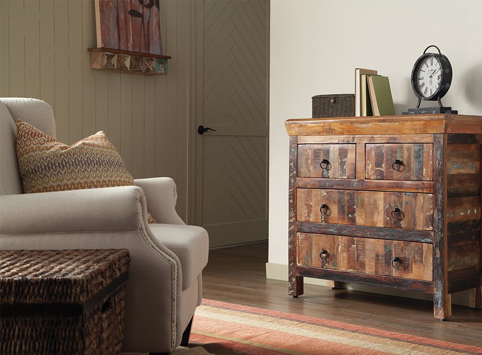 4-Drawer Accent Cabinet Reclaimed Wood