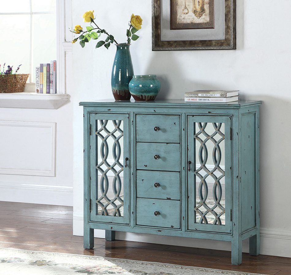 4-drawer Accent Cabinet Antique Blue