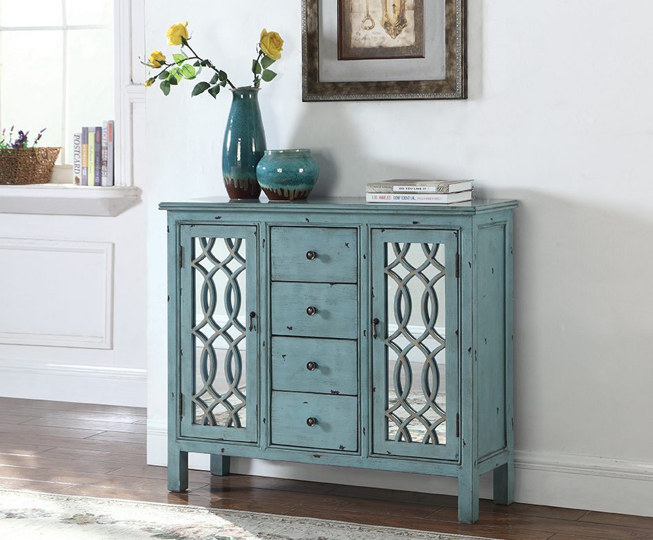 4-Drawer Accent Cabinet Antique Blue