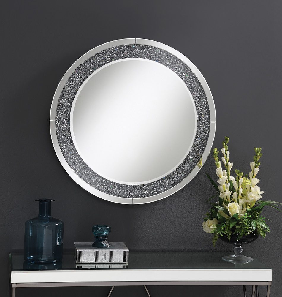 Round Wall Mirror with LED Lighting Silver