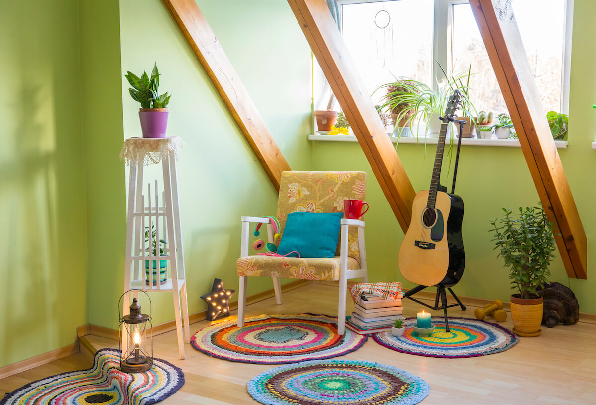 Boho-themed living room