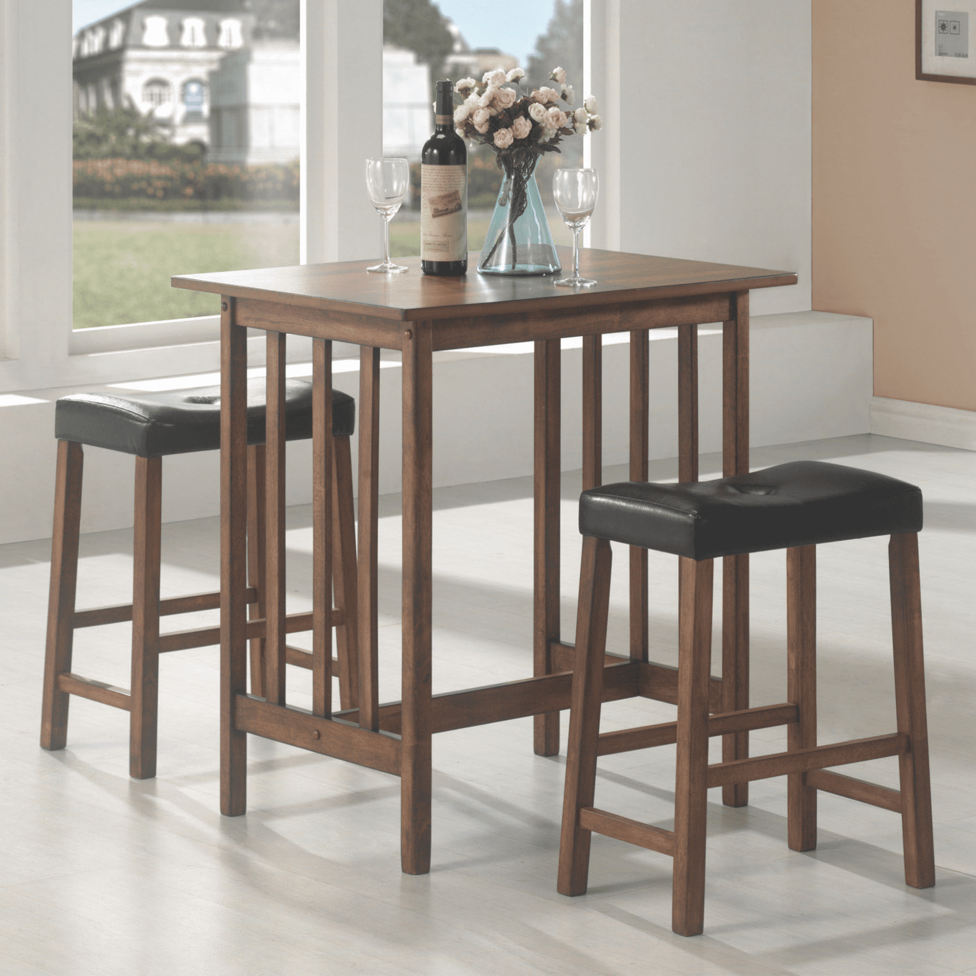 backless leather bar stools in nut brown