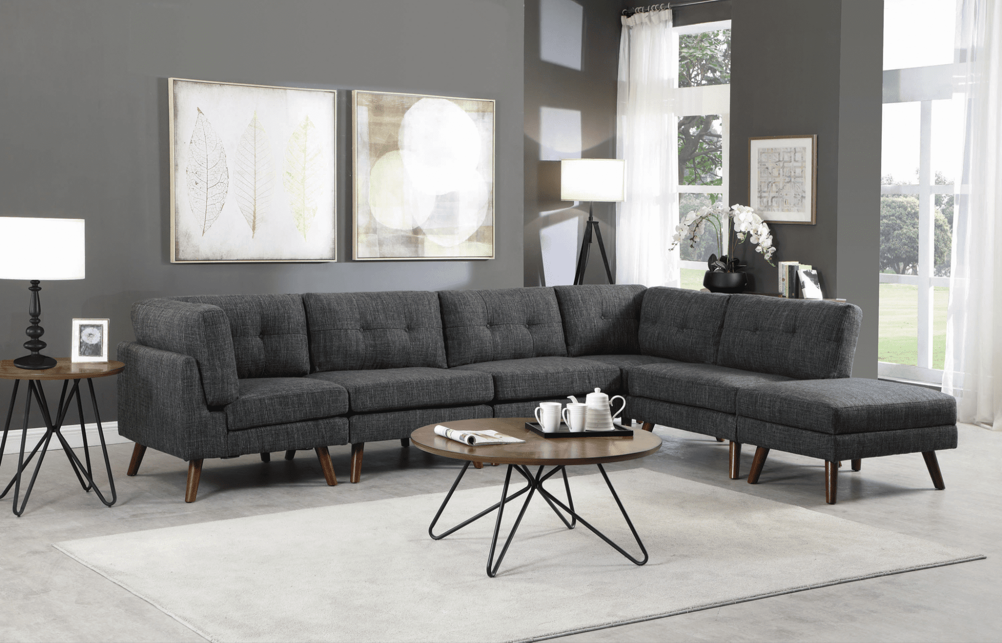 modern living room: Churchill tufted cushion back cornet set from Coaster