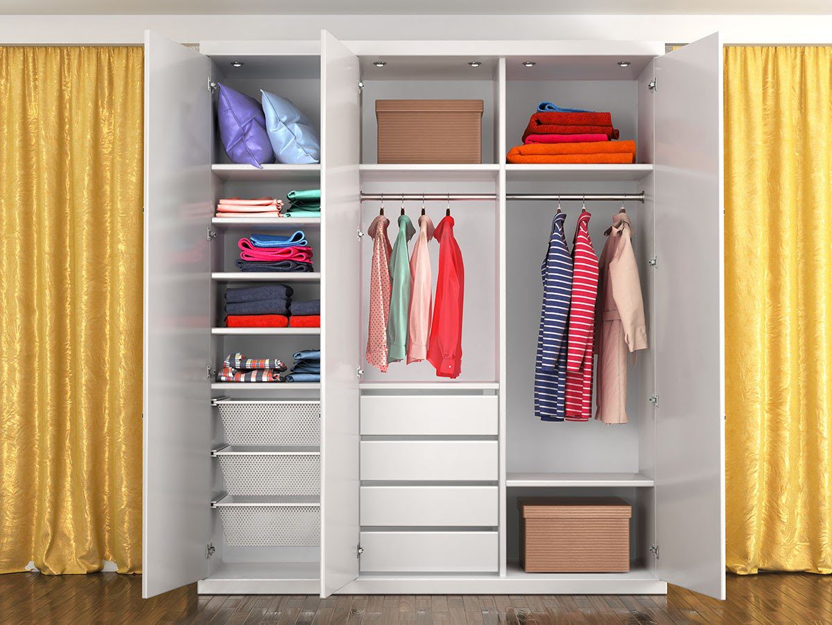 Closet curtains can hide items and reduce the look of clutter