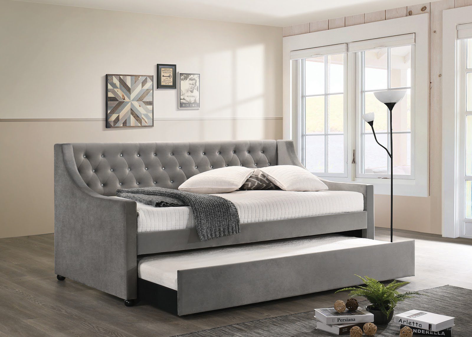 Chatsboro twin upholstered daybed with trundle grey