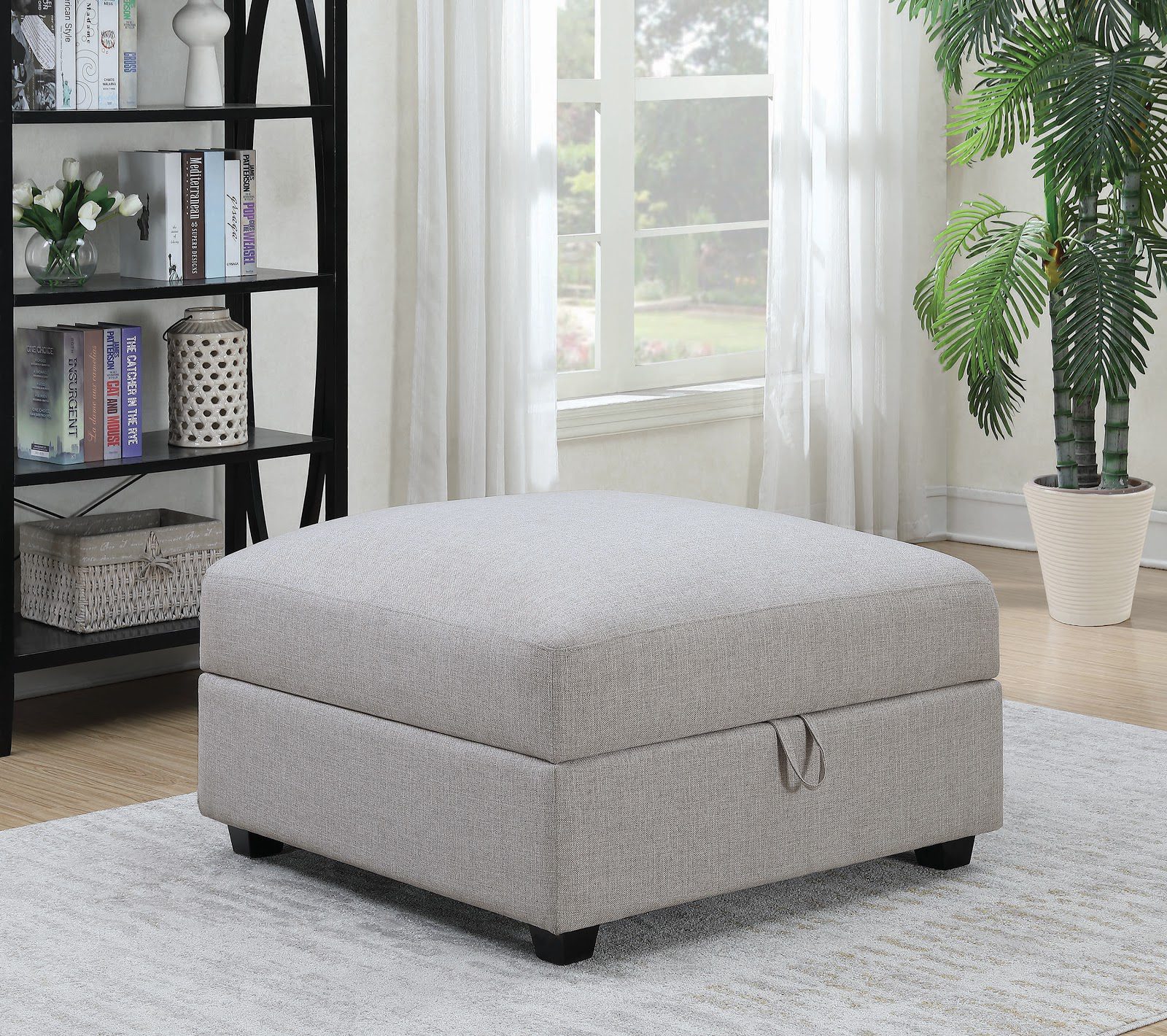 Cambria square storage ottoman grey