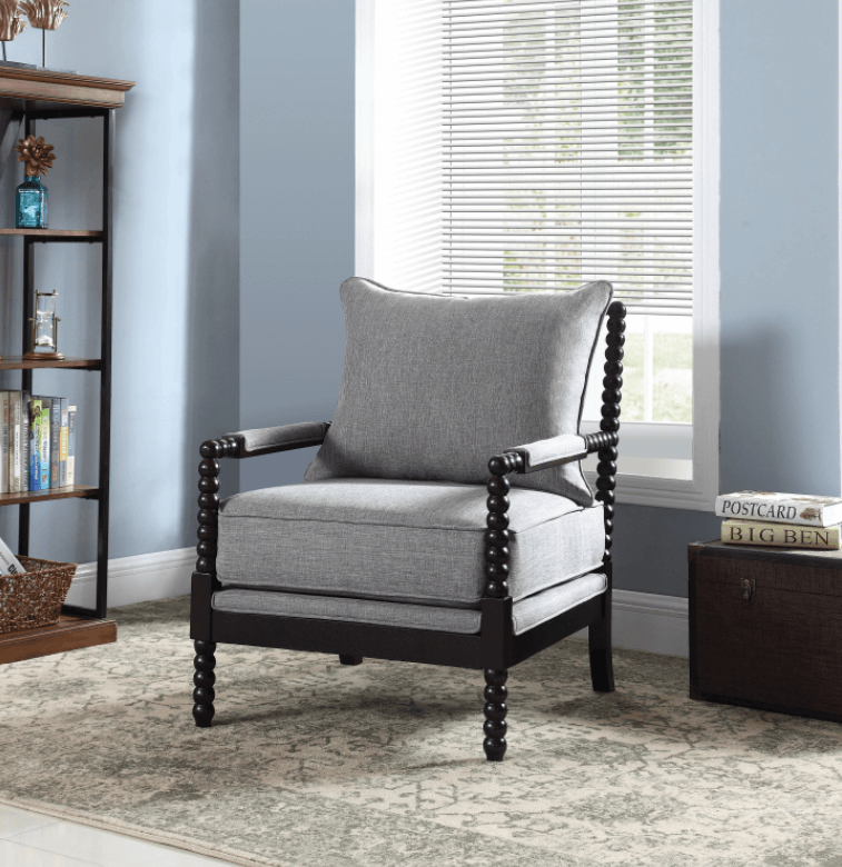 reading nook: Cushion back accent chair grey and black