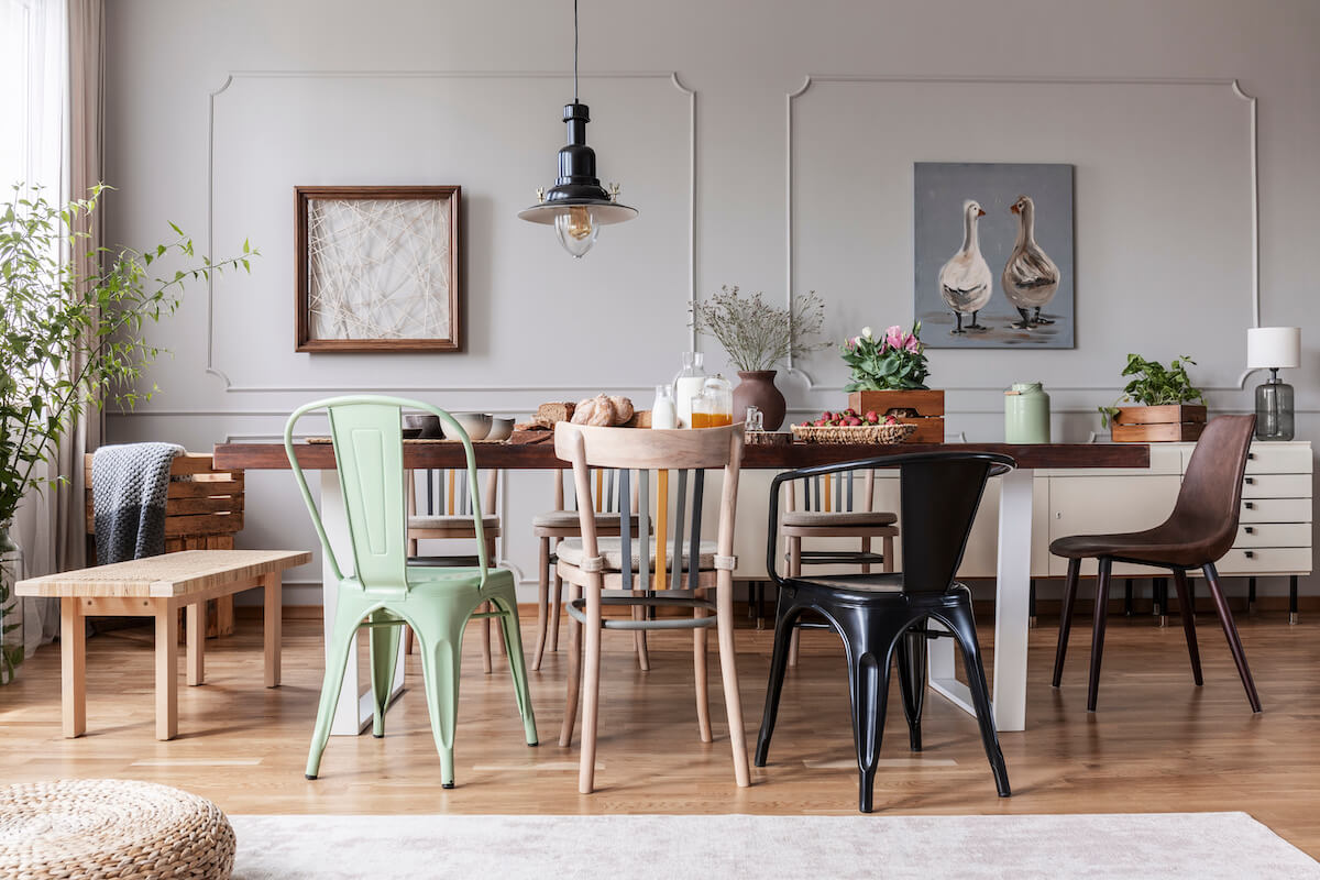 Dining room with different dining chairs