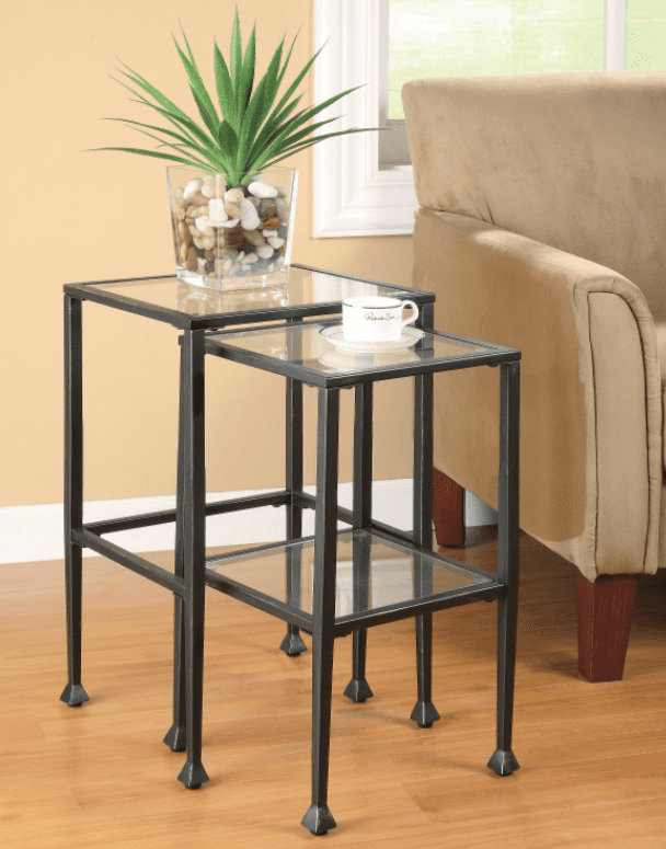 glass top nesting tables from Coaster