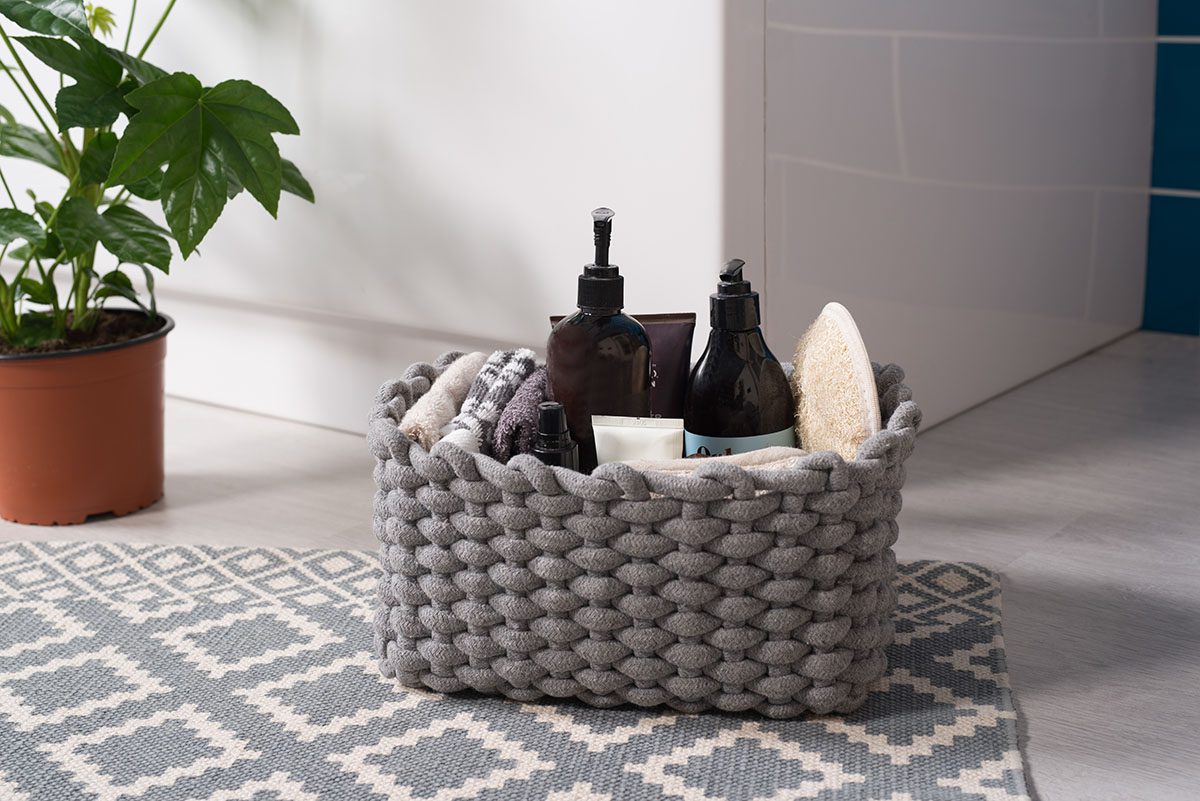 guest room ideas: guest basket on the floor