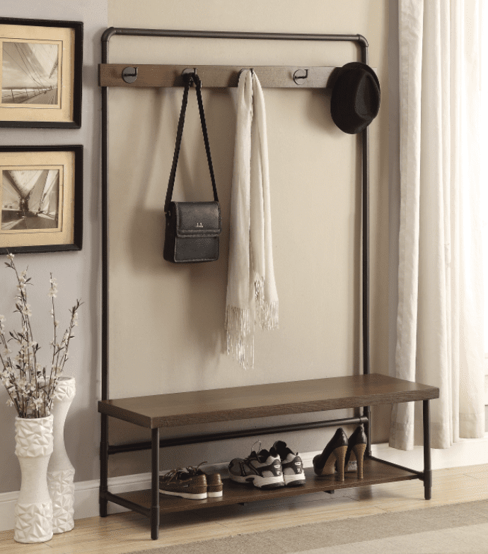 small entryway ideas: Hall Tree with Coat Hooks from Coaster